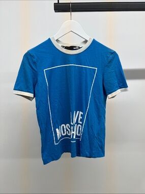 Love Moschino Blue Tee with White Trim and Logo